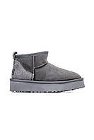 Женские ботинки UGG Ultra Mini Platform Grey теплые угги мех