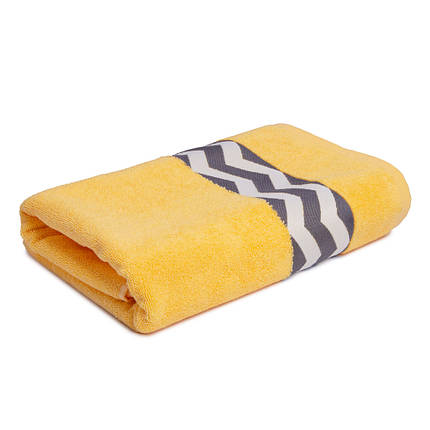 Рушник махровий 70х140 см IZZI, жовтий, натуральний бавовняний, банний, для тіла, фото 1