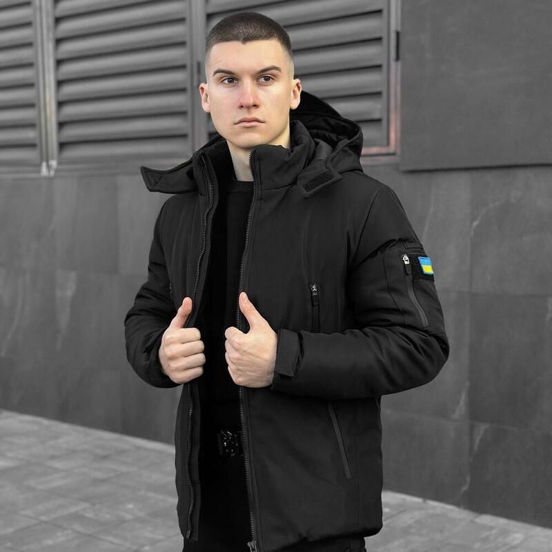 Універсальна чорна куртка Pobedov Winter Jacket Motive