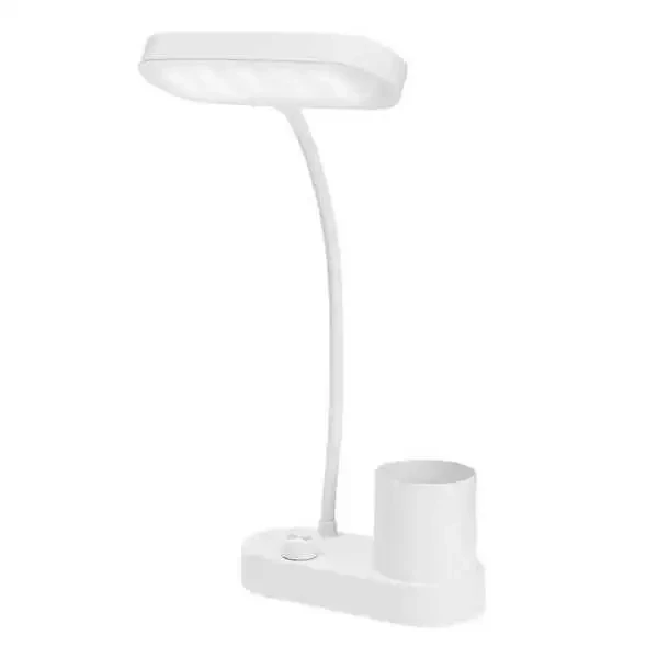 Лампа настільна з підставкою для ручок Digad 1951 Біла Гнучка світлодіодна лампа на акумуляторі, фото 1