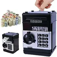 Электронный сейф копилка Number Banc "Банкомат" детский подарок с кодовым замком Черный TOS