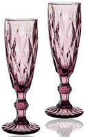 Набор 6 бокалов для шампанского Elodia Грани 200мл, розовое стекло TOS