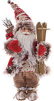 Новогодняя фигура "Санта Клаус с Подарками и Лыжами" 30см, коричневый с красным TOS
