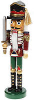 Статуэтка декоративная "Щелкунчик с мечом" 25см, красный с зеленым и черным TOS
