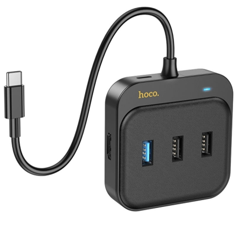 Перехідник HUB Hoco HB37 Easy link 6-in-1 Multiport Adapter (HDTV+RJ45+USB3.0+USB2.0*2+PD100W) TOS