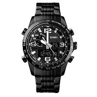 Часы наручные мужские SKMEI 1453BK BLACK, армейские часы противоударные. Цвет: черный TOS