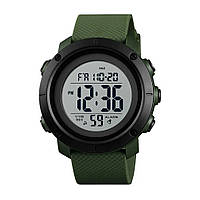 Часы наручные мужские SKMEI 1434AGWT ARMY GREEN-WHITE, часы армейские оригинал. Цвет: зеленый TOS