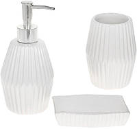 Набір аксесуарів Bright для ванної кімнати 3 предмети "Білий Луч" кераміка 3 предмети TOS