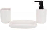 Набір аксесуарів Bright для ванної кімнати "Білий і Чорний" 3 предмети, кераміка TOS