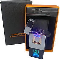 Дуговая электроимпульсная зажигалка с USB-зарядкой Украина LIGHTER HL-430-Silver-ice