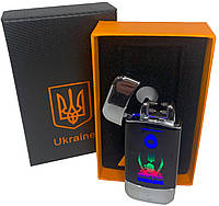 Дуговая электроимпульсная зажигалка с USB-зарядкой Украина LIGHTER HL-438-Silver