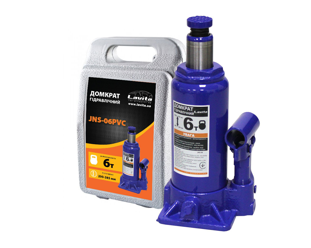 Домкрат автомобільний гідравлічний пляшковий 6 т(кейс) Lavita LA JNS-06PVC, фото 1