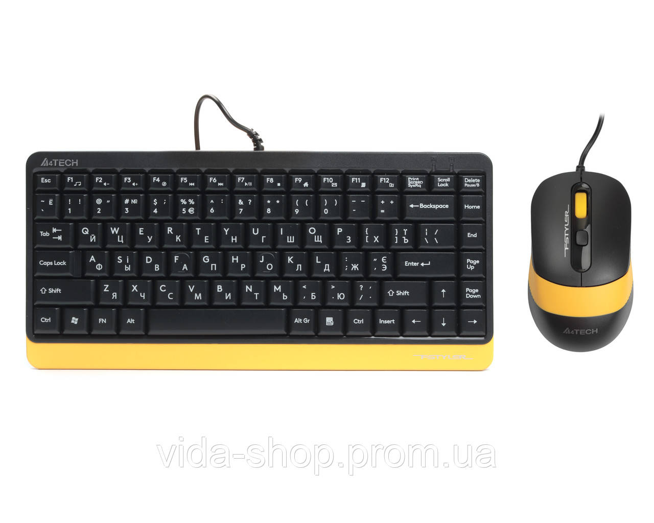 Комплект дротовий Fstyler клавіатура + миша, USB A4Tech F1110 (Bumblebee) — Vida-Shop