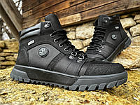 Спортивные кожаные ботинки, кроссовки на меху Timberland Hiking Trail Black