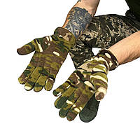 Тактические флисовые полнопалые перчатки для военных/ Демисезонные теплые перчатки на флисе/ Мультикам