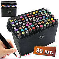 Набір двосторонніх маркерів різних кольорів 80 шт., набір двосторонніх скретч маркерів, ALX