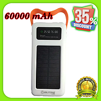 Мощный павербанк Power Bank Bilitong S-13, Solar Charge, TypeC, 60000 mAh White, Повербанки универсальные