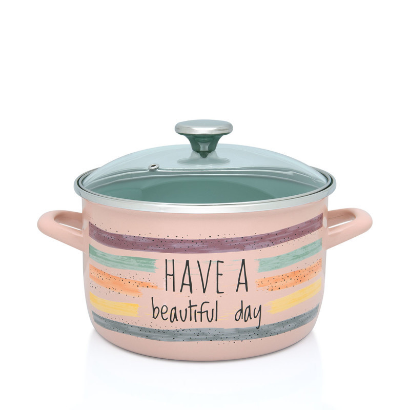Каструля 5л зі скляною кришкою Have a beautiful day metalac Metalac 373011