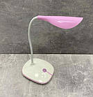 Настільна лампа з акумулятором 1200 мАг, від USB, JX-880, Рожева / Світлодіодний світильник з гнучкою ніжкою, фото 3