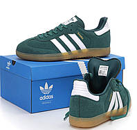 Мужские кроссовки Adidas Samba замшевые (зеленые) легкие спортивные кроссы Адидас Самба Y14395