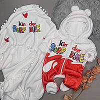 Ромпер комбинезон "Kinder surprise" из теплой плотной махры для мальчика и девочки, от 56 см до 86см