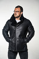 Мужская дубленка косуха с высоким воротником стойкой