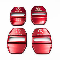 Накладка на дверной замок с эмблемой Mercedes-Benz (Мерседес) Комплект 4 шт - Красные