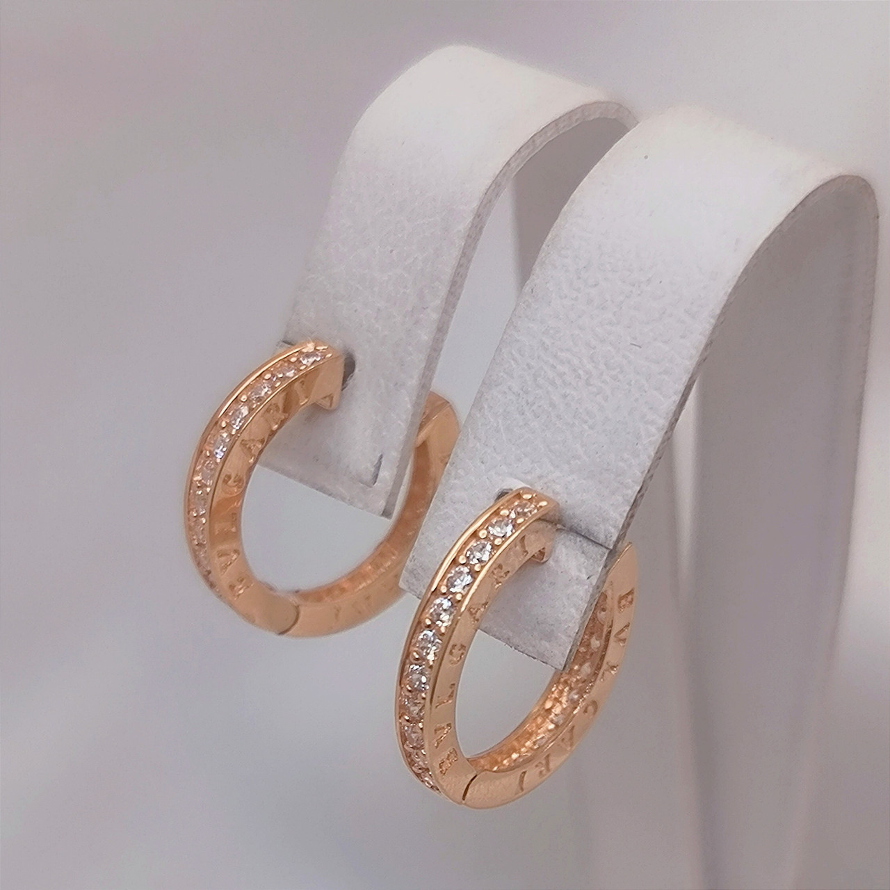 Золоті сережки з цирконієм, золотые серьги кольца с камнями, фото 1