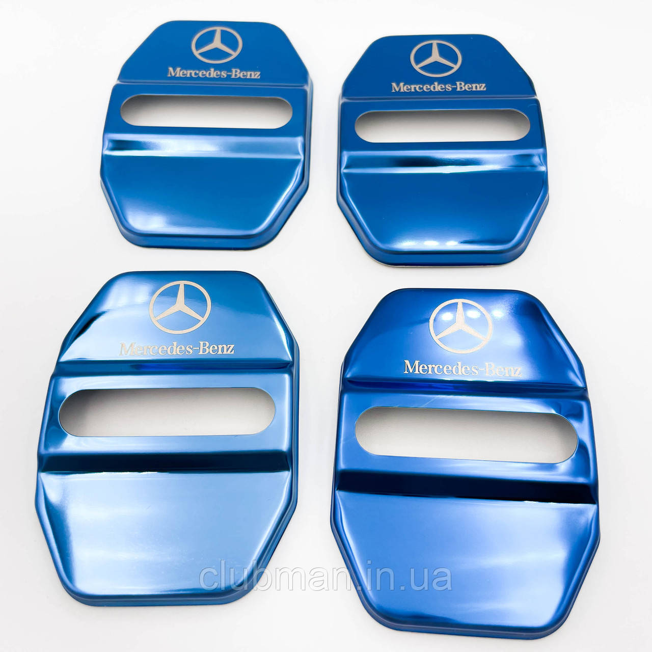 Накладка на дверний замок з емблемою Mercedes-Benz (Мерседес) Комплект 4 шт - Сині