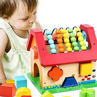 Развивающий домик для детей 8019 с геометрическими фигурками | Сортер бизикуб | Развивающая игрушка