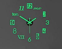 Настенные часы светящиеся в темноте цифры и надписи цвет салатовый diy сделай сам 40см