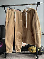 Мужской зимний спортивный костюм Nike коричневый на флисе Комплект Найк плюшевый Худи + Штаны