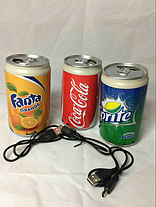 Міні Колонка Coca Cola Fanta Sprite, Портативна Акустика USB FM FM MP3, фото 4