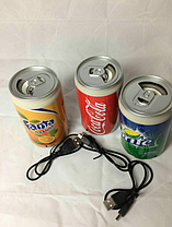 Міні Колонка Coca Cola Fanta Sprite, Портативна Акустика USB FM FM MP3, фото 6