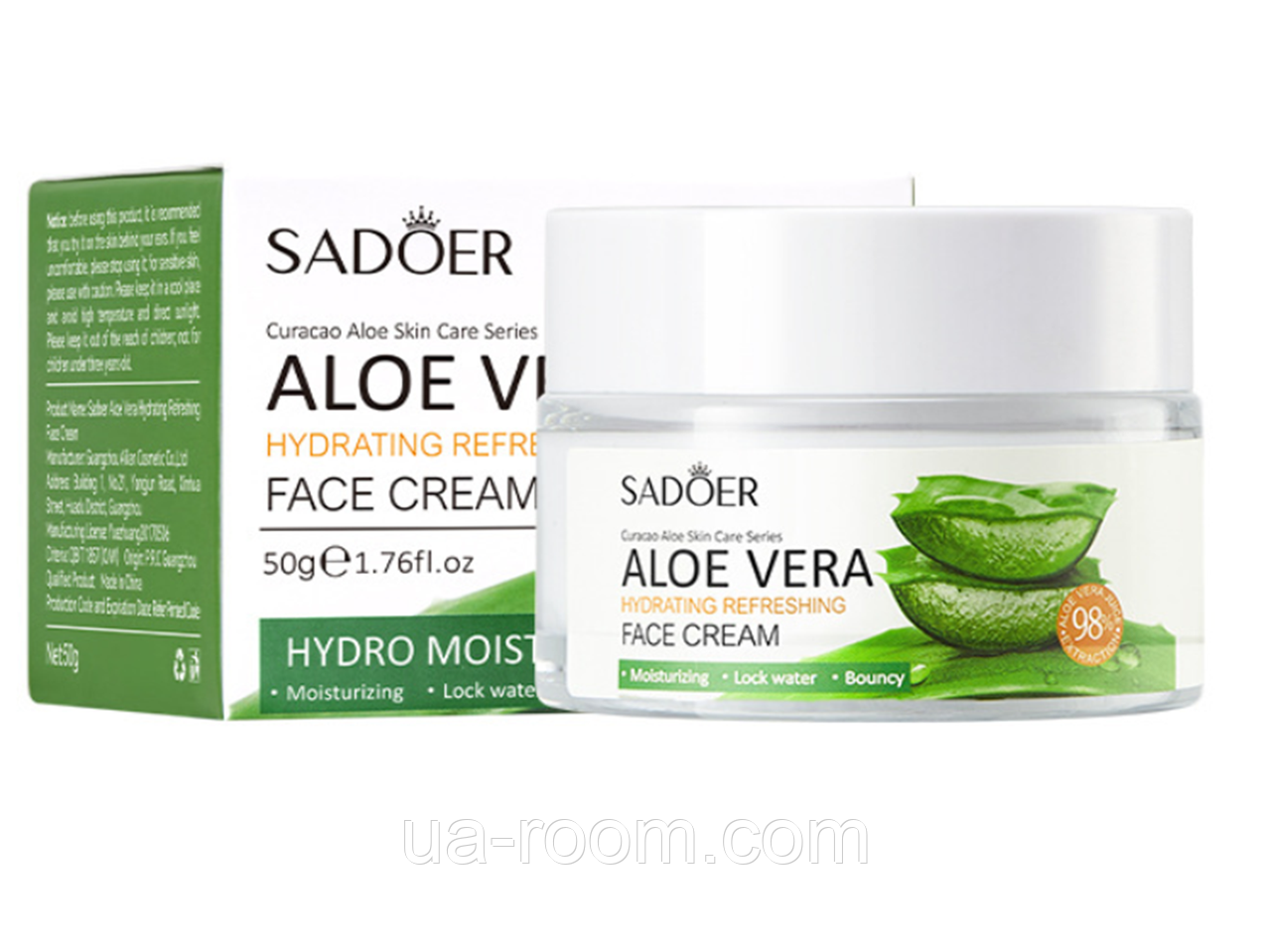 Увлажняющий и освежающий крем для лица с алоэ вера Sadoer, 50 г.