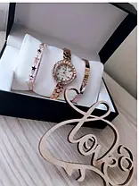 Подарунковий Набір Годинники з Двома Браслетами Disu Gold Зоряний Дощ, Стильний Подарунок для Коханої, фото 2