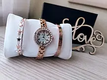 Подарунковий Набір Годинники з Двома Браслетами Disu Gold Зоряний Дощ, Стильний Подарунок для Коханої, фото 4