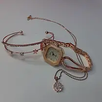 Жіночий Подарунковий Набір Ювелірних Виробів Disu. Кулон, Годинник, Браслет у Подарунковій Упаковці - W6, фото 5