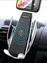 Автомобільний Тримач Сенсорний Penguin Smart Sensor S5 QI c Бездротовою Зарядкою 10w Black Датчик Руху, фото 3
