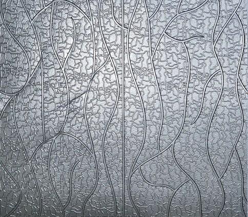 Самоклеюча 3D панель 700*700*5 мм срібло шкіра HP-XW-05