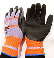 Перчатки Рабочие стрейчевые с покрытием "Пена" (чёрно - оранжевые) 12 пар