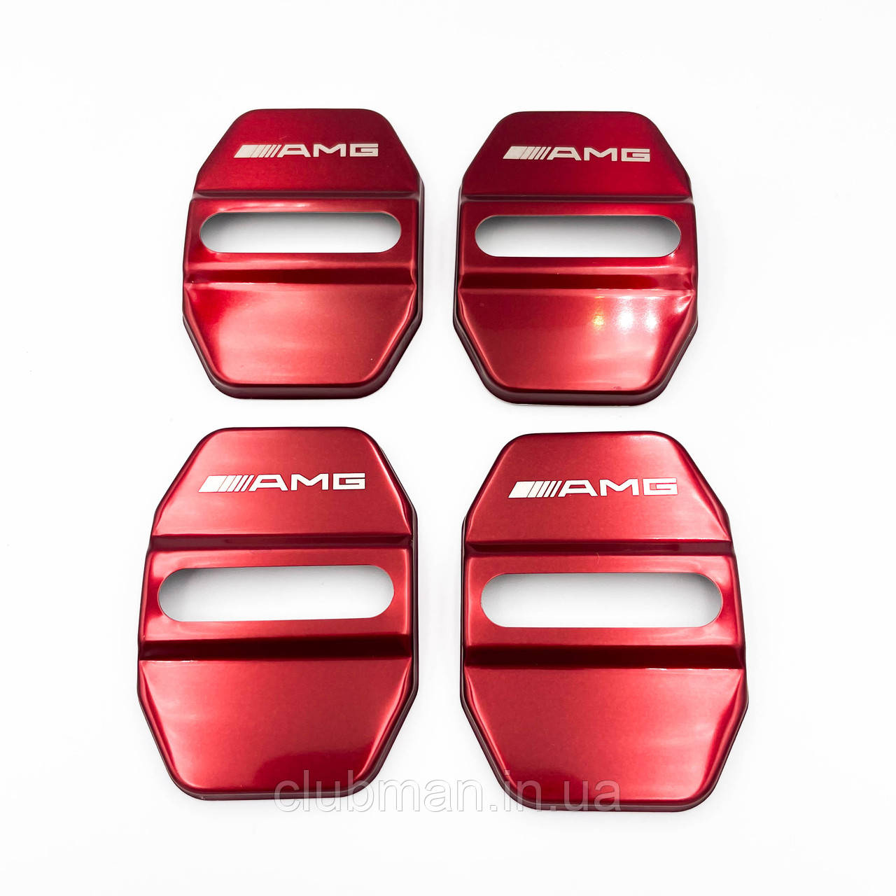 Накладка на дверний замок з емблемою  AMG Mercedes-Benz (Мерседес) Комплект 4 шт - Червоні