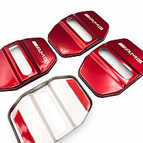 Накладка на дверний замок з емблемою AMG Mercedes-Benz (Мерседес) Комплект 4 шт - Червоні, фото 2