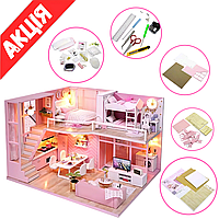 Румбокс кукольный дом 3D конструктор миниатюра DIY house Cute Roombox с подсветкой Mini house для подростков