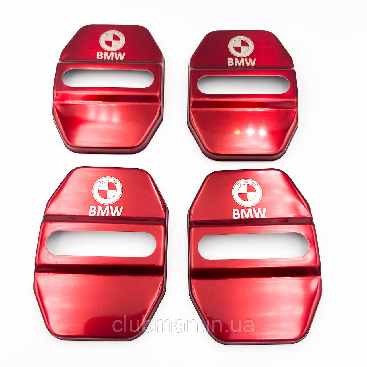 Накладка на дверний замок з емблемою BMW (БМВ) Комплект 4 шт - Червоні