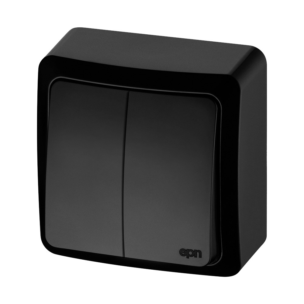 Вимикач 2-клавішний Elektro-Plast Berg IP20 10А чорний (3711-09)