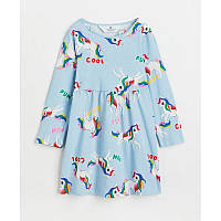 Детское платье с длинным рукавом H&M на девочку 6-8 лет - р.122-128 - единороги