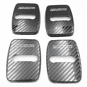 Накладка на дверний замок з емблемою BMW M-performance (БМВ) Комплект 4 шт - Карбон, фото 1