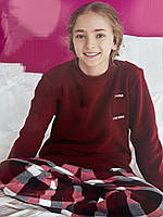 Детская пижама для мальчика с кофтой и штанами в клетку флис Турция 11-12 лет