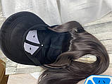 Перука жіноча довгий прямий коричневий із чорною кепкою, фото 4